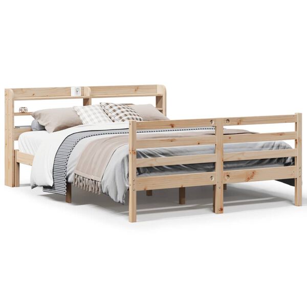 vidaXL Bedframe met hoofdbord massief grenenhout 160x200 cm