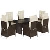 vidaXL 7-delige Tuinset met kussens poly rattan bruin