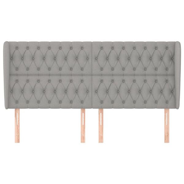 vidaXL Hoofdbord met randen 183x23x118/128 cm stof lichtgrijs