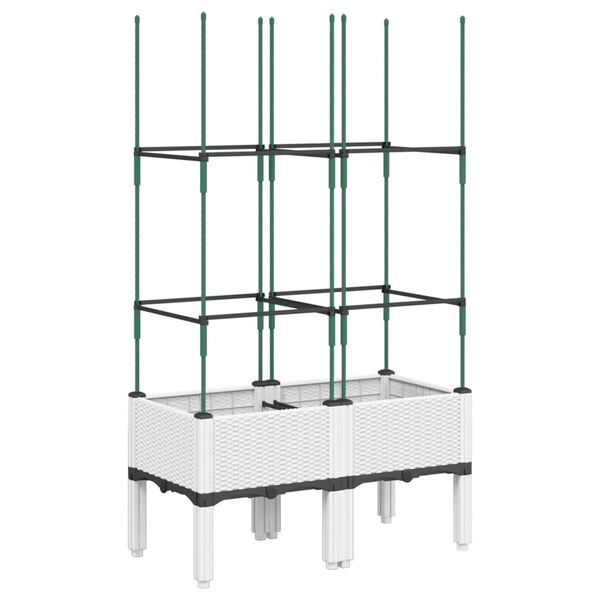 vidaXL Plantenbak met latwerk 80x40x142,5 cm polypropeen wit