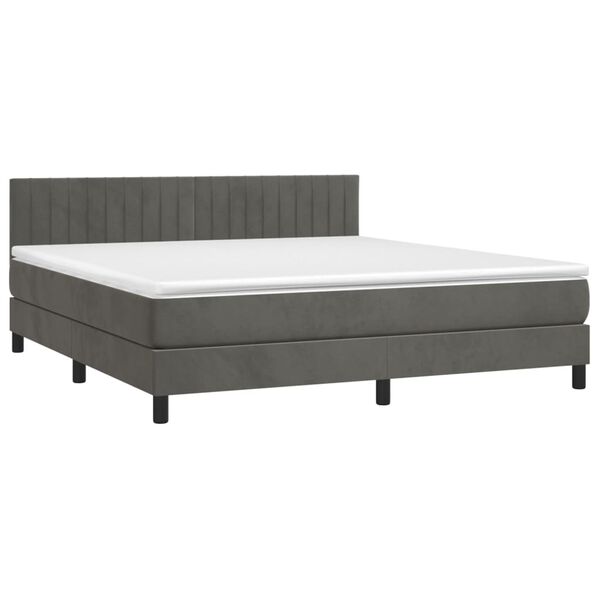 vidaXL Boxspring met matras en LED fluweel donkergrijs 160x200 cm