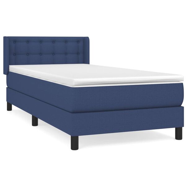 vidaXL Boxspring met matras stof blauw 90x190 cm