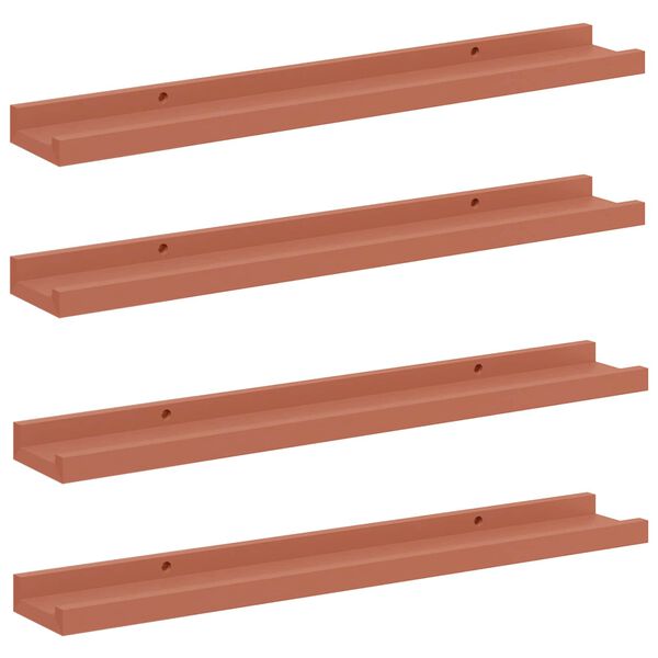 vidaXL Wandplank met plank 4 pcs Rood 60 x 9 x 3 cm Bewerkt hout