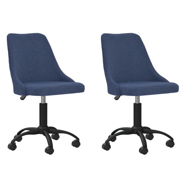 vidaXL Eetkamerstoelen 2 st draaibaar stof blauw