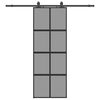 vidaXL Schuifdeur met beslagset 76x205 cm gehard glas zwart