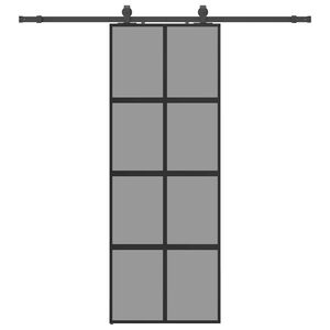 vidaXL Schuifdeur met beslagset 76x205 cm gehard glas zwart