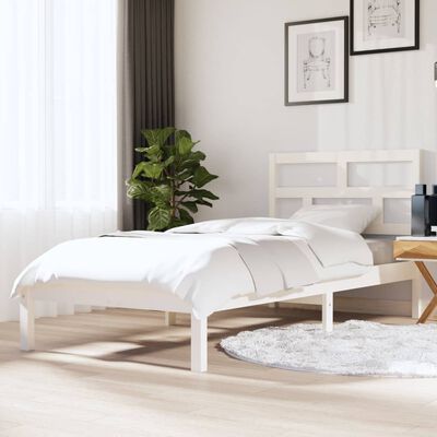 vidaXL Bedframe massief hout wit 90x190 cm