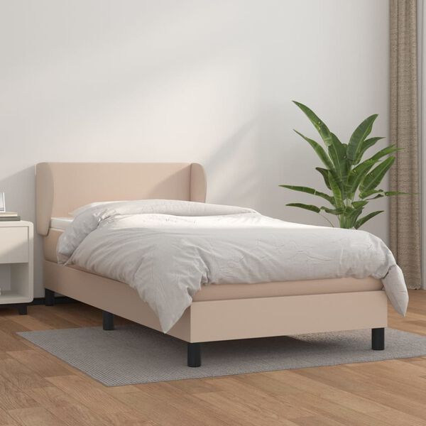 vidaXL Boxspring met matras kunstleer cappuccinokleurig 90x190 cm