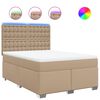 vidaXL Boxspring met matras kunstleer cappuccinokleurig 160x200 cm