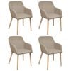 vidaXL Eetkamerstoelen 4 st stof en massief eikenhout beige