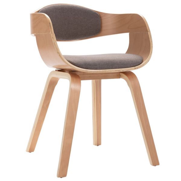 vidaXL Eetkamerstoelen 6 st gebogen hout en stof taupe