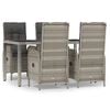 vidaXL 5-delige Tuinset met kussens poly rattan grijs