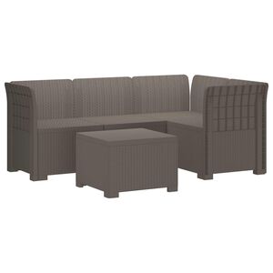 vidaXL 4-Persoons Tuinbank Rieten Look PP Lichtgrijs