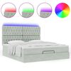 vidaXL Ottoman bed met matrassen en LED's 180x200cm fluweel lichtgrijs