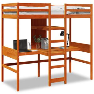 vidaXL Hoogslaper zonder matras massief grenenhout wasbruin 80x200 cm