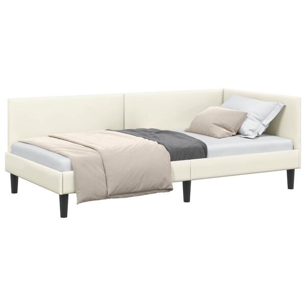 vidaXL Hoekbedframe met hoofdeinde Cr&egrave;me 80 cm x 200 cm Fluweel