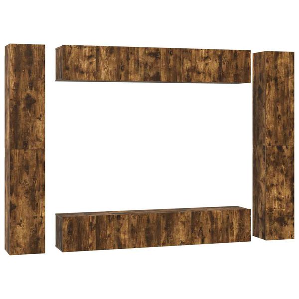 vidaXL 10-delige Tv-meubelset bewerkt hout gerookt eikenkleurig