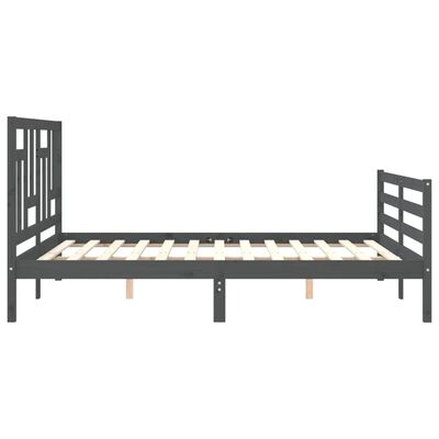 vidaXL Bedframe met hoofdbord massief hout grijs 160x200 cm