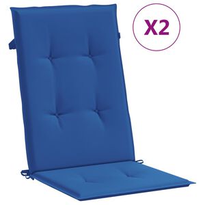 vidaXL Tuinstoelkussens 2 st hoge rug 120x50x3 cm stof koningsblauw