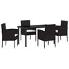 vidaXL Tuin eettafelset 5 st Zwart poly rattan