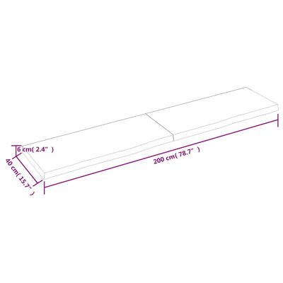 vidaXL Wastafelblad 200x40x(2-6) cm behandeld massief hout lichtbruin