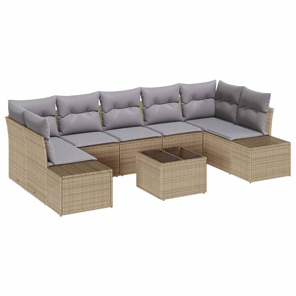 vidaXL Tuin Sofa Set met kussen 8 pcs Beige en Grijs poly rattan