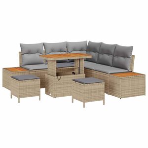 vidaXL Tuinbankenset 8 st 7-zits Beige en Licht Grijs