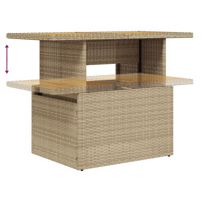 vidaXL 10-delige Loungeset met kussens poly rattan beige