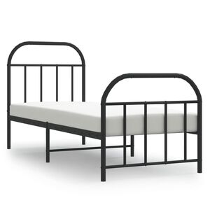 vidaXL Bedframe met hoofd- en voeteneinde metaal zwart 75x190 cm