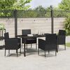 vidaXL Tuin eettafelset met kussen 5 pcs Zwart poly rattan
