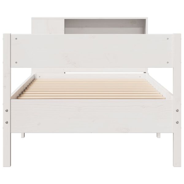 vidaXL Bed met boekenkast zonder matras grenenhout wit 90x190 cm