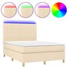 vidaXL Boxspring met matras en LED stof cr&egrave;mekleurig 140x190 cm