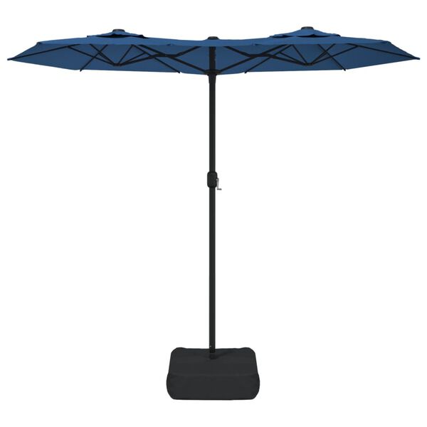 vidaXL Parasol dubbel dak met LED 316x145 cm azuurblauw