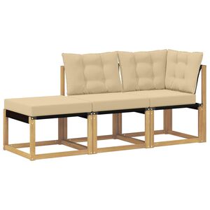 vidaXL Sectie Sofa Eenheden met kussen 3 Stuk Wit