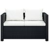 vidaXL 3-delige Loungeset met kussens poly rattan zwart