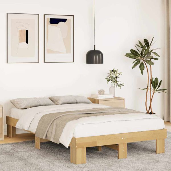 vidaXL Bedframe zonder matras 120x200 cm massief hout eiken