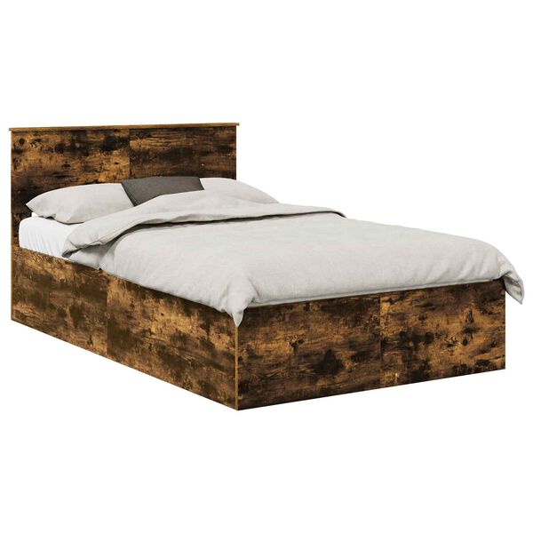 vidaXL Bedframe met hoofdeinde Gerookt eiken 120 x 200 cm Bewerkt hout