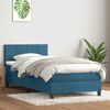 vidaXL Boxspring met matras fluweel donkerblauw 100x220 cm