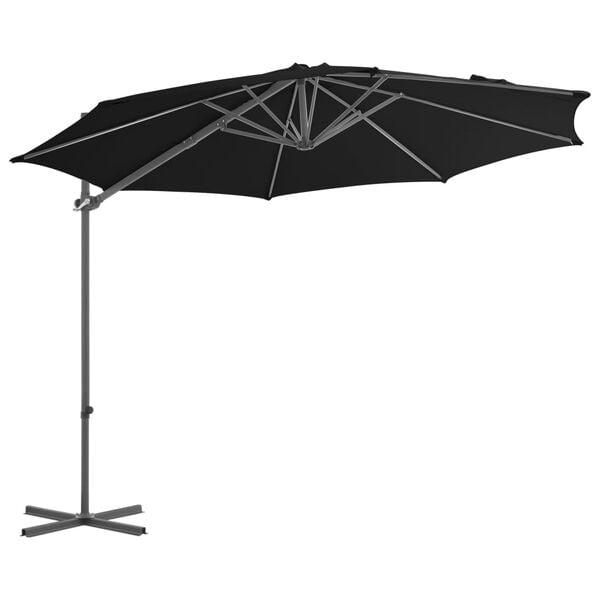 vidaXL Zweefparasol met stalen paal 300 cm zwart