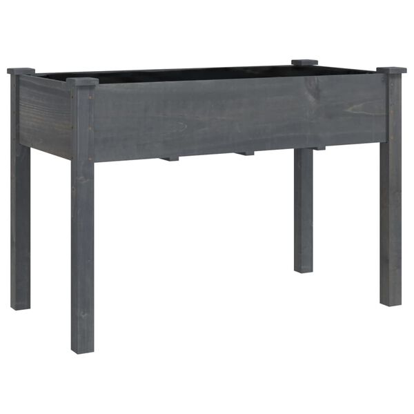 vidaXL Plantenbak op wieltjes 118x59x80 cm massief vurenhout grijs