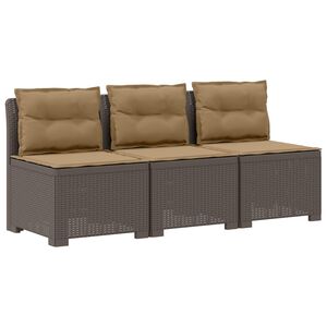 vidaXL 3-zits tuinbank met kussens in rattanlook PP Lichtgrijs