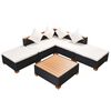 vidaXL 6-delige Loungeset met kussens poly rattan zwart