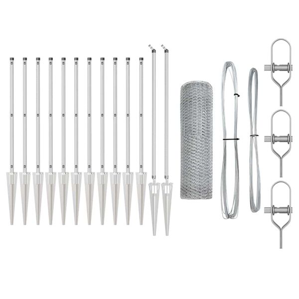 vidaXL Afrasteringspaal Zilver 25 x 0,5 m (13 mm gaas) Staal