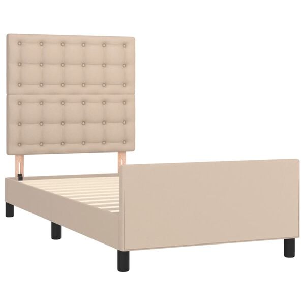 vidaXL Bedframe met hoofdbord kunstleer cappucinnokleurig 90x190 cm