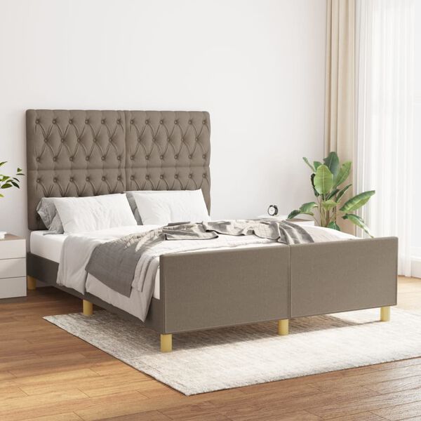 vidaXL Bedframe zonder matras stof taupe 140x190 cm
