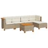 vidaXL 6-delige Loungeset met kussens poly rattan beige