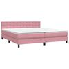 vidaXL Boxspring met matras en LED fluweel roze 180x220 cm