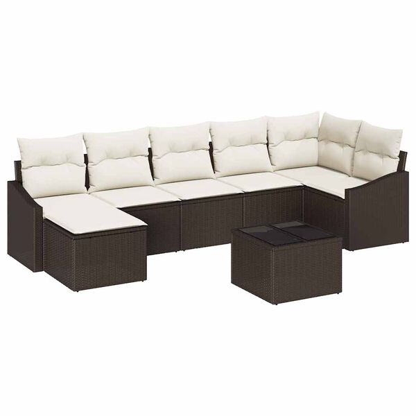 vidaXL Tuin Sofa Set met kussen 8 pcs Bruin en Cr&egrave;me poly rattan