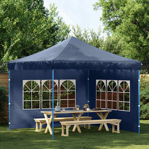 vidaXL Tentwanden met raam PE blauw 2 st