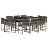 vidaXL 11-delige Tuinset met kussens poly rattan grijs